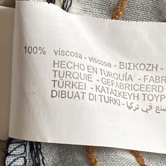 NWOT Zara Navy Blue/White Printed Midi Dress with Decorative Stitch. Size S. - Picture 9 of 10